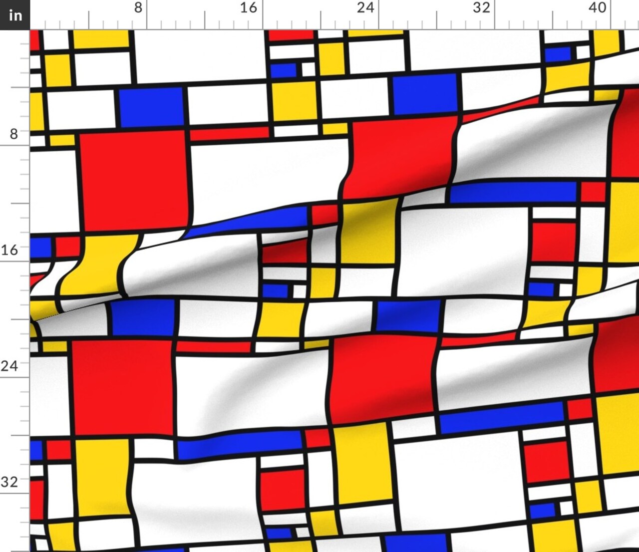 Primary Color Block Retro Geometric Bauhaus Grid Bold Custom Printed Fabric by Spoonflower Various Fabrics by the Yard or Fat Quarter